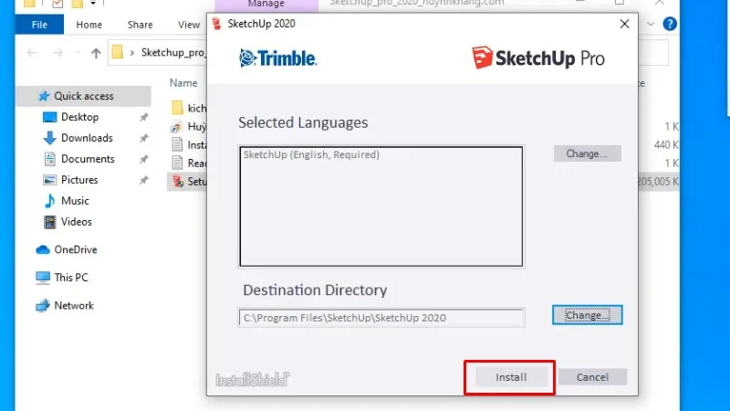 Bấm vào install