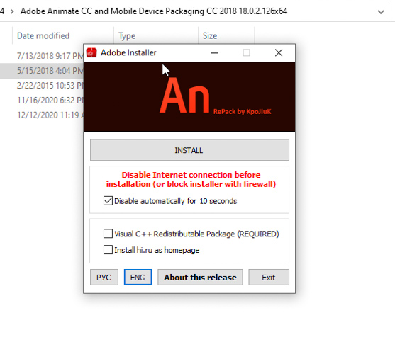 Bỏ tích như hình rồi chọn INSTALL.